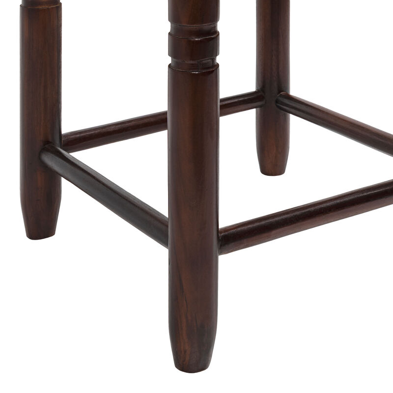 Columnar Casual Bohemian Handcrafted Teak Wood Backless Indoor/Outdoor Stool with Synthetic Woven Rattan Seat image number 5