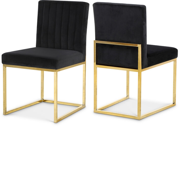 Meridian Furniture Giselle Black Velvet Dining Chair, Set of 2
