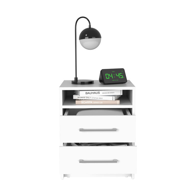 Streamdale Eter Nightstand, Superior Top, Two Drawers - White