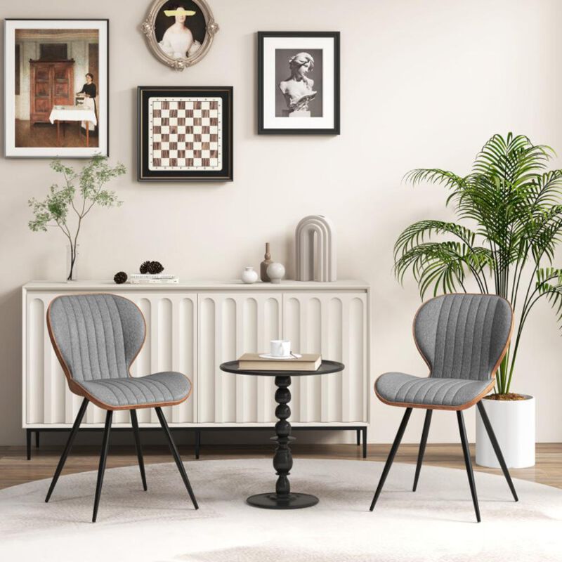 Hivvago Set of 2 Armless Dining Chair Modern Accent Chairs with Curved Backrest