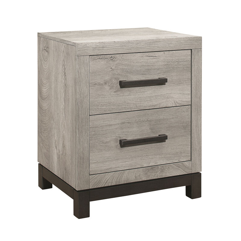 Queen Bedroom Set, Gray Wood, 3 Piece Set with 2 Nightstands image number 6