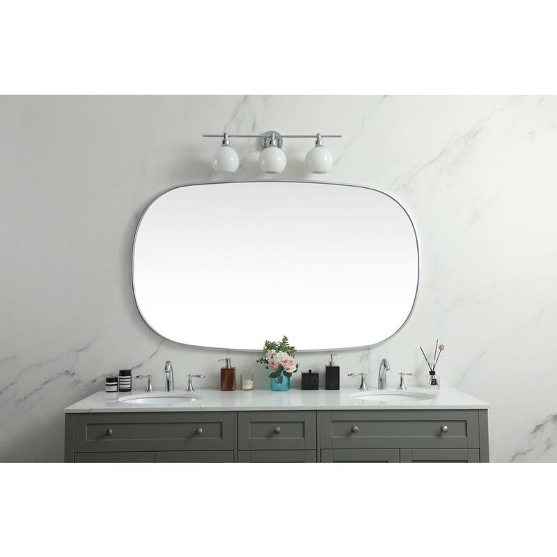Elegant Decor Metal Frame Oval Mirror 36x60 Inch in Silver