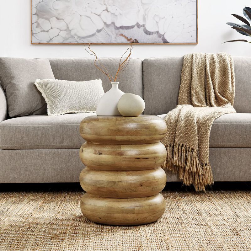 Ellery Round Stacked Wood Side Table image number 6