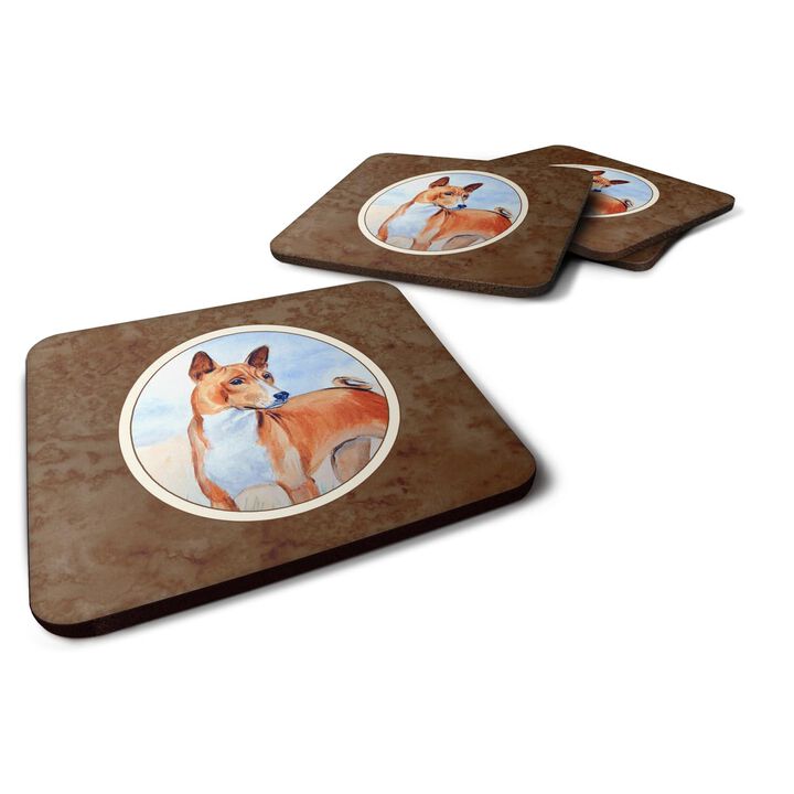 Caroline's Treasures 7223FC Red And White Basenji Foam Coasters (Set of 4), 3.5, Multicolor