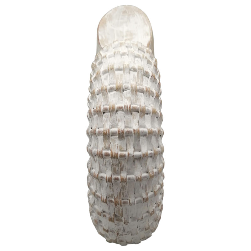 12x11" Woven Shell Decor, White image number 3