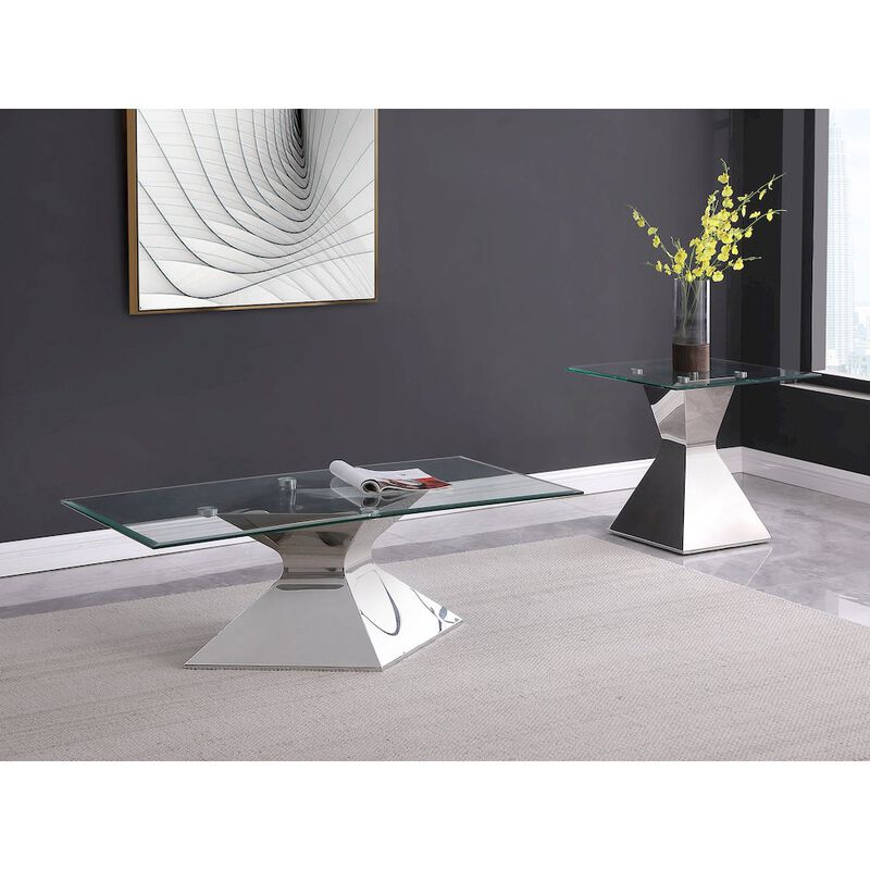 Coaster Jenny Glass Top Stainless Steel Coffee Table Chrome