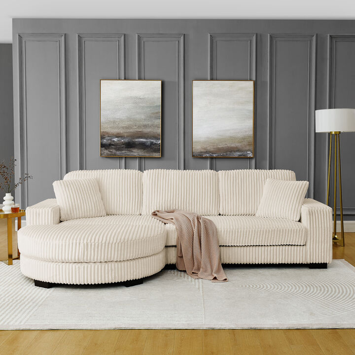 Merax Convertible Loveseat Sofa Bed with Arc Footstool
