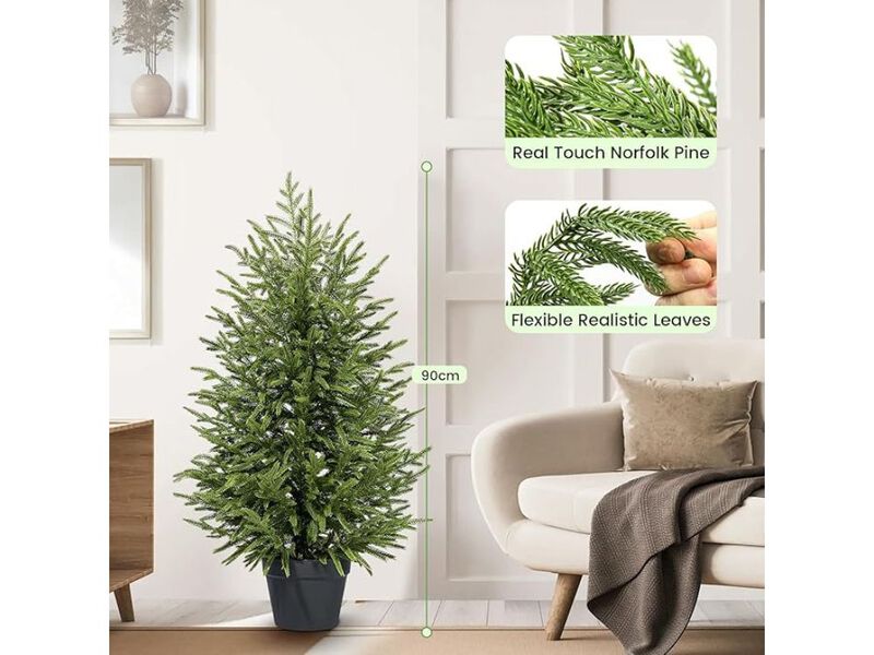 2 Pack Artificial Pine Plants UV Resistant Real Touch Outdoor Garden Porch Decor image number 2