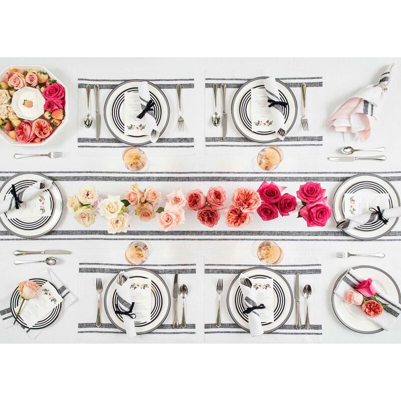 Solino Home French Stripe 100% Linen Table Runner &ndash; Handcrafted, Machine Washable, Perfect for Holiday and Everyday Dining
