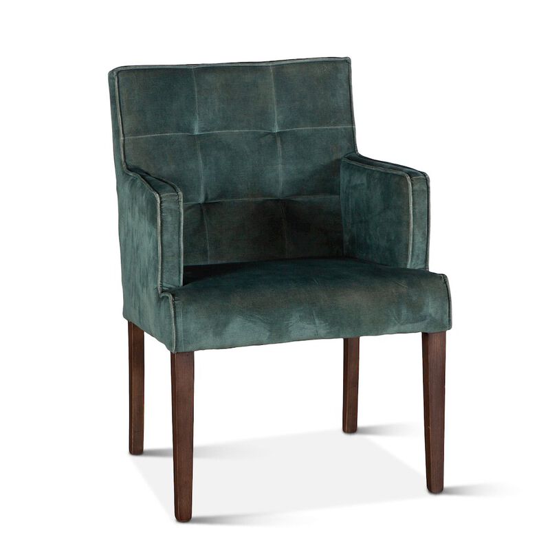 World Interiors Aven Armchair in Green Velvet with Dark Legs