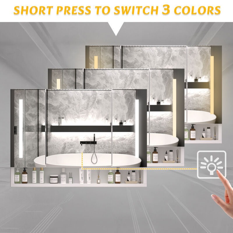ELEMENT ACE Modern Aluminum Bathroom Medicine Cabinet with LED Lighting and Defogging Mirror for Enhanced Storage and Functionality image number 4