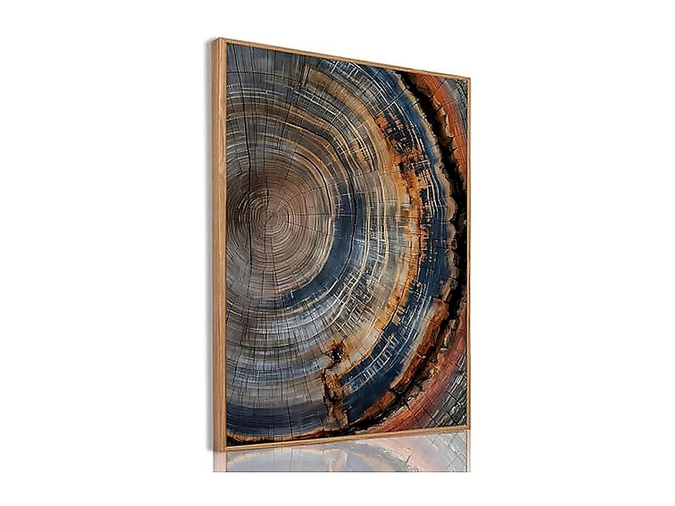 Framed Tree Ring Canvas Wall Art Vintage Colorful Wood Stump Modern Minimalist