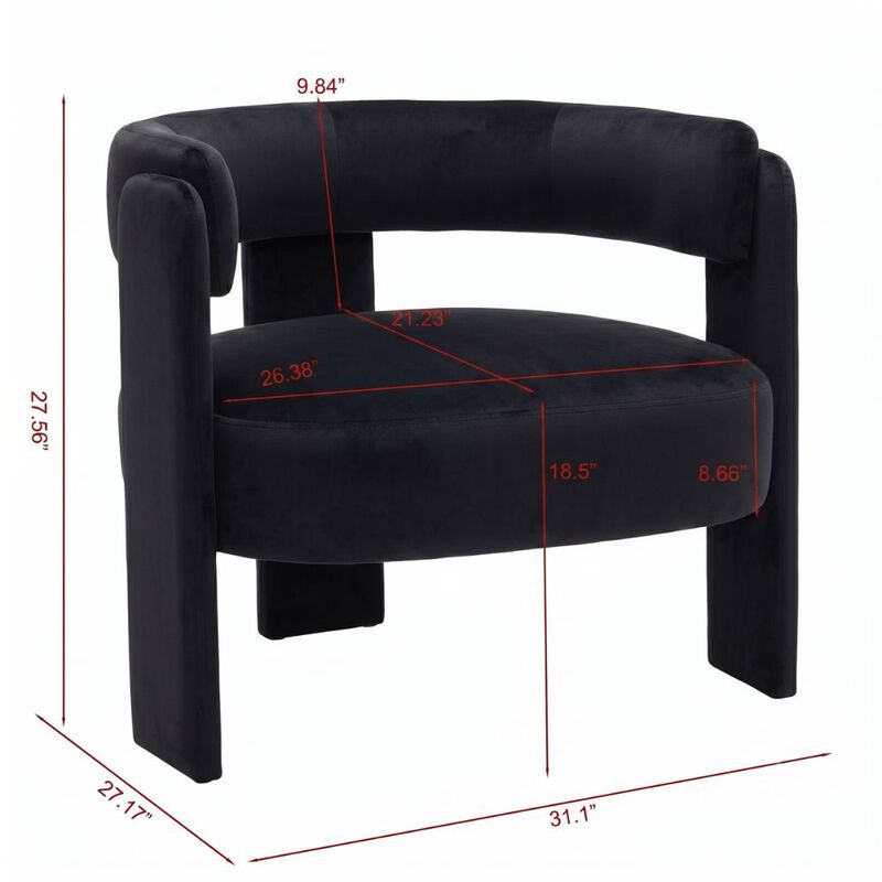 Envelor Modern Velvet Wingback Accent Armchair image number 3