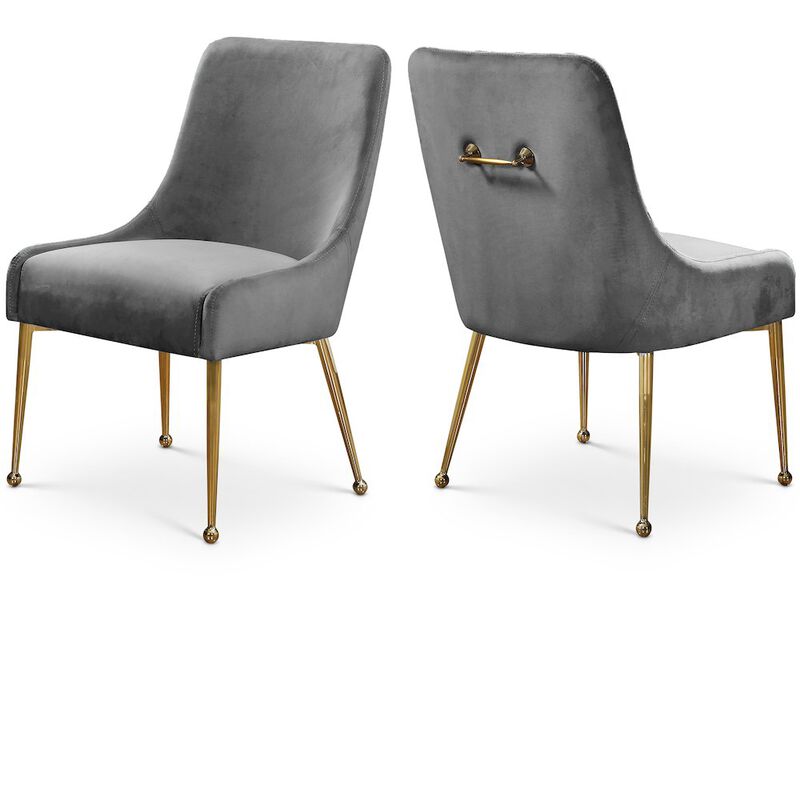 Meridian Furniture Owen Grey Velvet Dining Chair, Set of 2