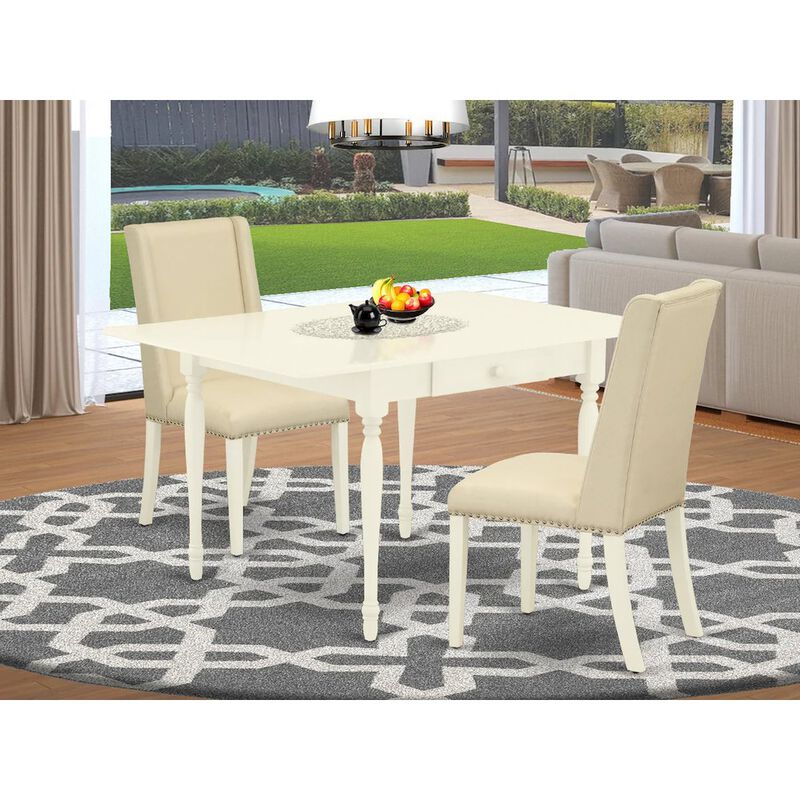 East West Furniture Dining Room Set Linen White