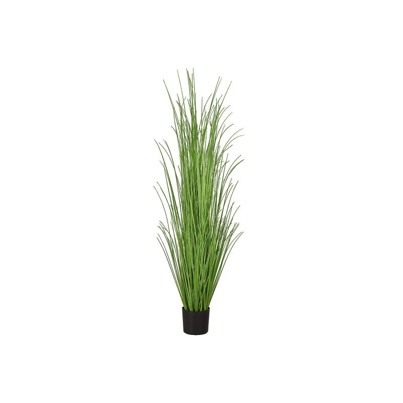 Monarch Specialties I 9565 - Artificial Plant, 47" Tall, Grass Tree, Indoor, Faux, Fake, Floor, Greenery, Potted, Real Touch, Decorative, Green Grass, Black Pot image number 0