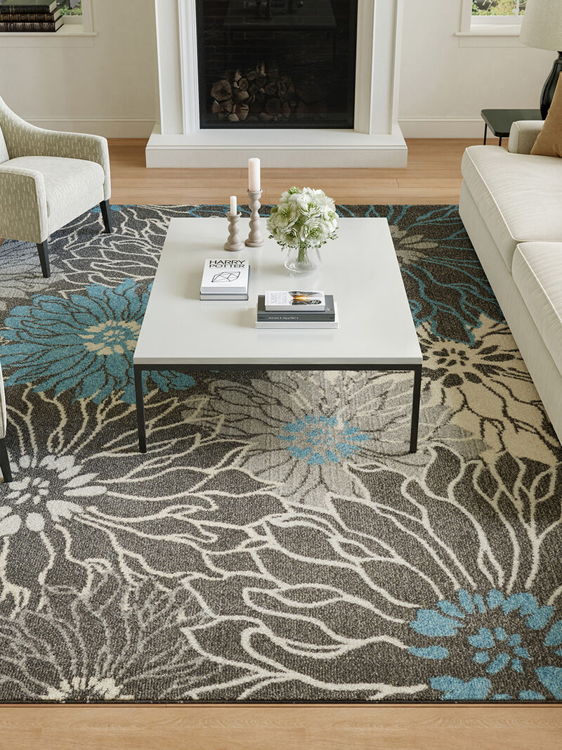 Passion PSN17 Chracoal/Blue 9' x 12' Rug