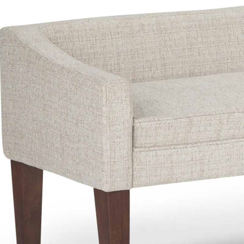 HomeRoots 50" Beige and Brown Fabric and Wood Upholstered Bench image number 2