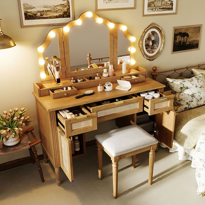 Merax Bohemian Hollywood LED Makeup Vanity Table image number 3