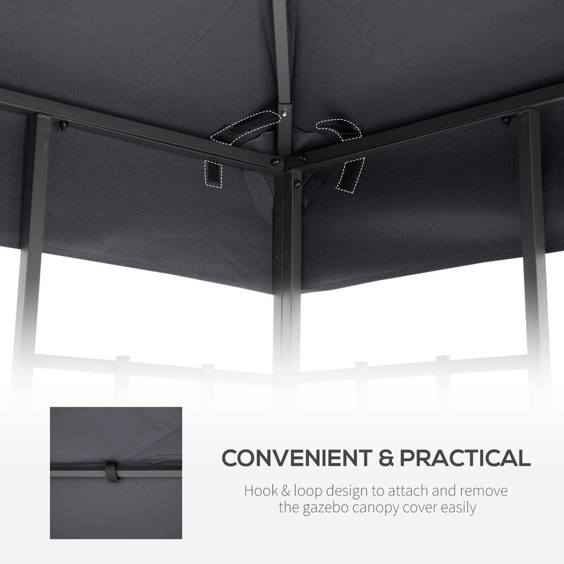 10' x 10' Gazebo Replacement Canopy 2 Tier Top UV Cover Pavilion Garden Patio Outdoor Dark Grey (TOP ONLY) image number 6