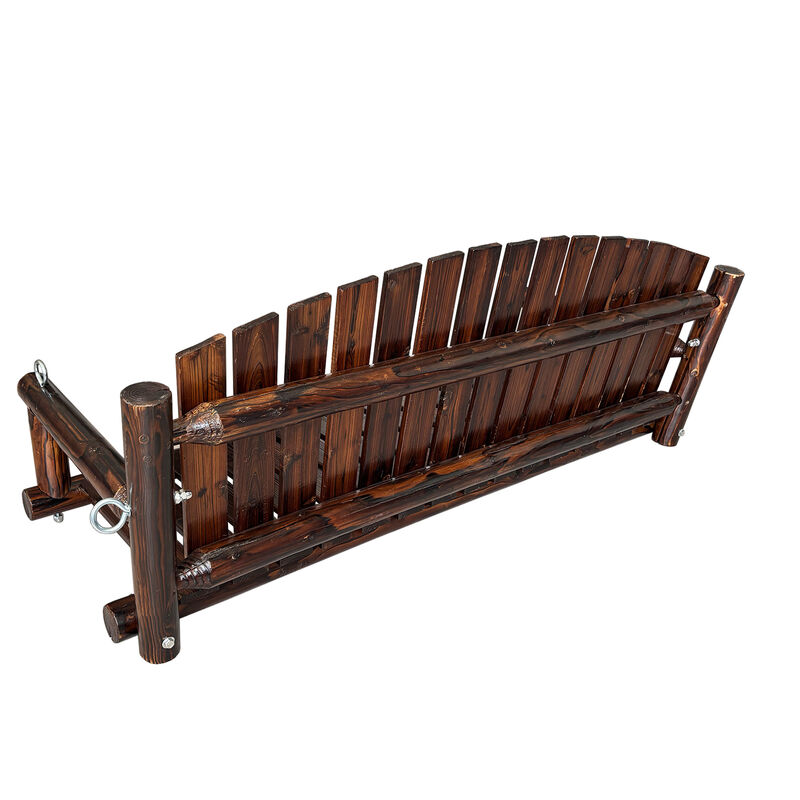 5FT Rustic Log Wooden Porch Swing, Heavy-Duty 900 LBS, Outdoor Hanging Bench for Patio, Garden, Yard &ndash; Solid Fir Wood, Handcrafted, Weather-Resistant Finish image number 7