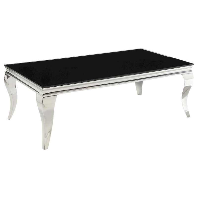 Coaster Carone Rectangular Glass Top Coffee Table Black and Chrome