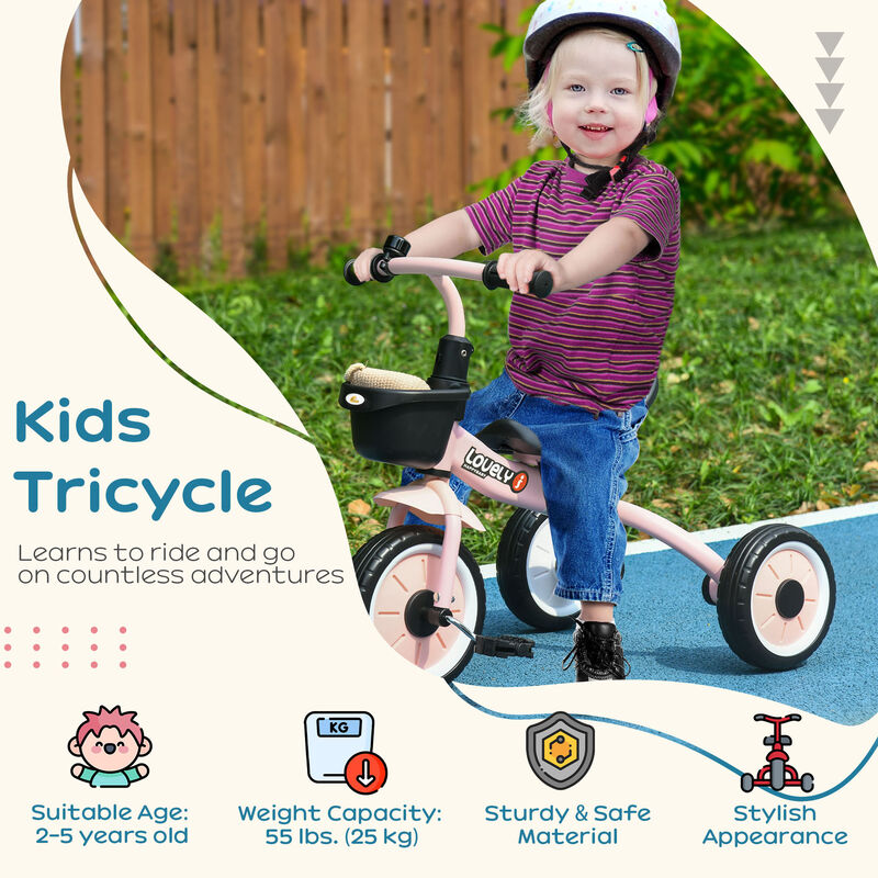 BreeBe Kids Adjustable Tricycle with Bell & Basket image number 3