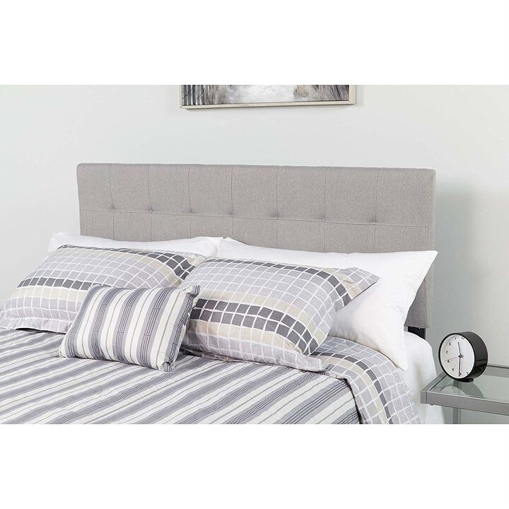 Hivvago Queen size Modern Light Grey Fabric Upholstered Panel Headboard