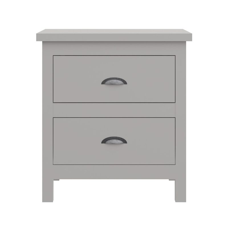Homezia 16" Two Drawer Nightstand With Solid Wood Top
