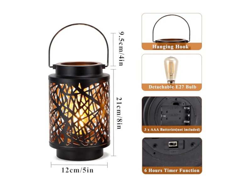 Cordless LED Battery Operated Metal Table Lamps Set Of 2 For Patio Outdoor Black image number 1