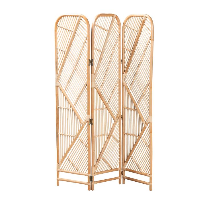 Baxton Studio Firenze Modern Bohemian Natural Brown Rattan Room Divider