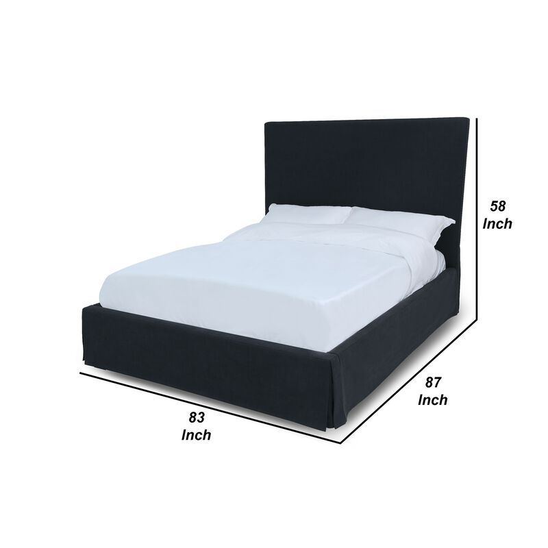 Cove Upholstered King Size Skirted Panel Bed with Storage, Black