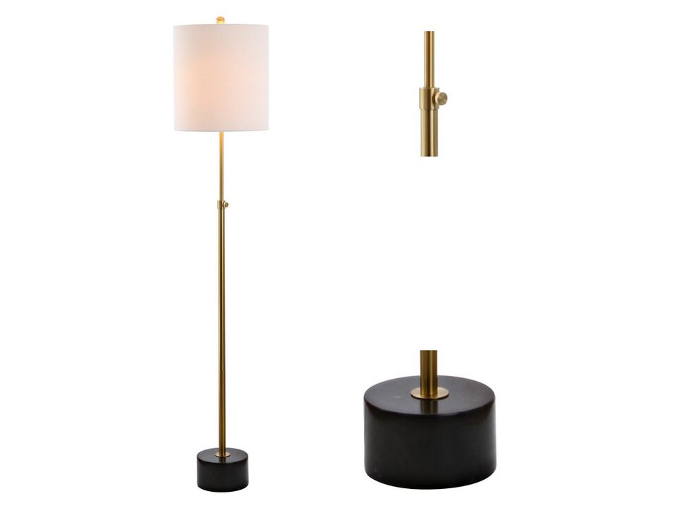 Crosby 66" Adjustable Height Metal LED Floor Lamp, Brass/Black Marble