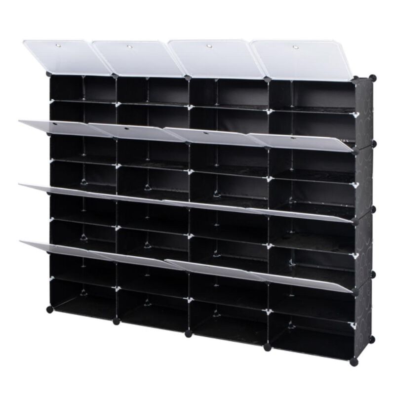 8-Tier Portable Shoe Rack 64-Pair Storage Organizer with 32 Grids for Shoes, Boots & Heels image number 0