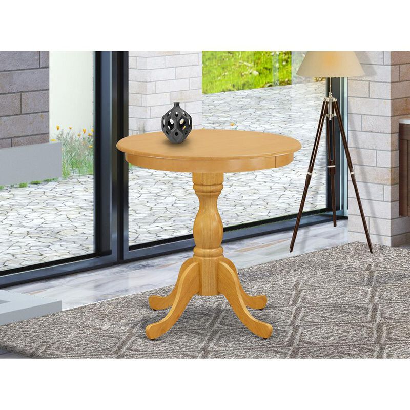 Beautiful Small Table with Oak Color Table Top Surface and Asian Wood Small Dining Table Wooden Legs - Oak Finish