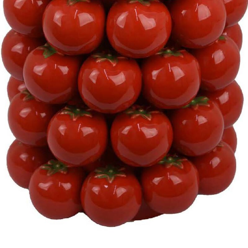 Nyssa Decorative Ceramic Tomato Vase, Green Red Glazed, 12 Inch