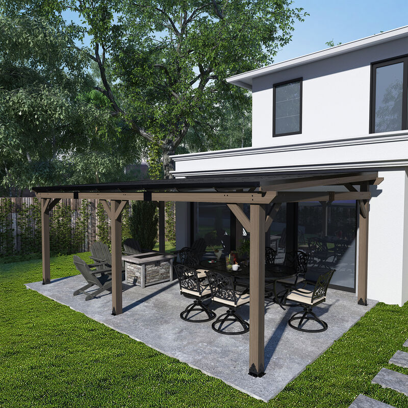 Clihome 12X20ft Solid Cedar Fir Wood Tilt Hardtop Tent