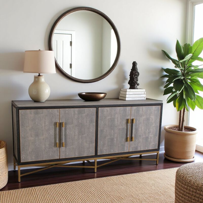 Starlight Canyon Home Gray Sideboard Cabinet with Brass Detailing Unique Credenza image number 7