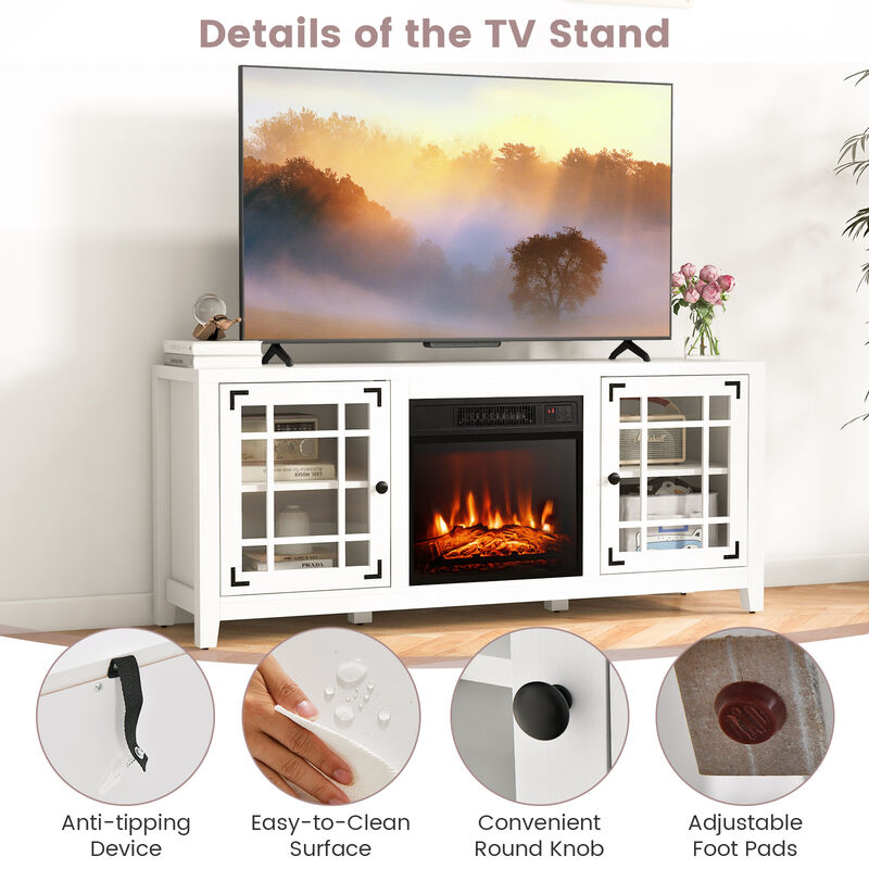 Fireplace TV Stand with Adjustable Shelves for TVs