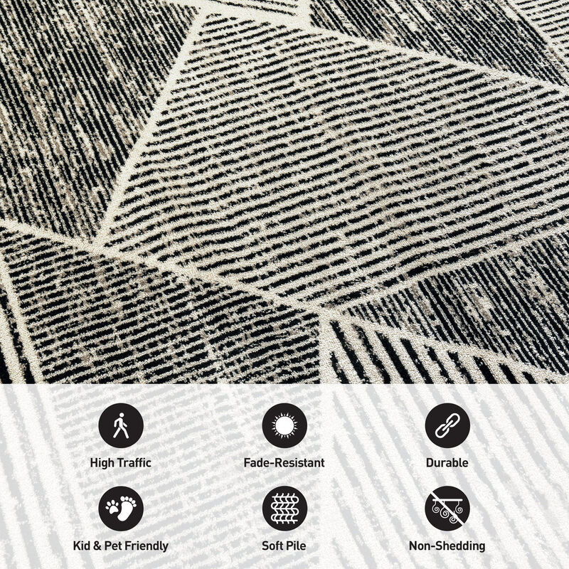 World Rug Gallery Contemporary Distressed Geometric Indoor Area Rug image number 4