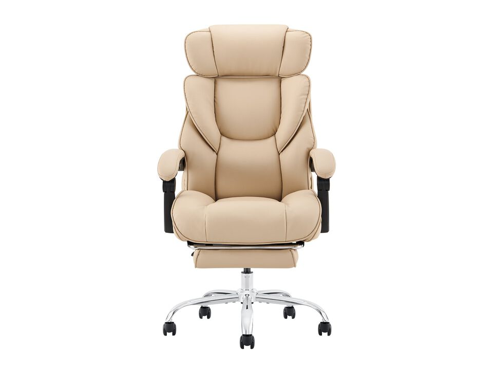 PU Leather Reclining Office Chair with Footrest 300lbs