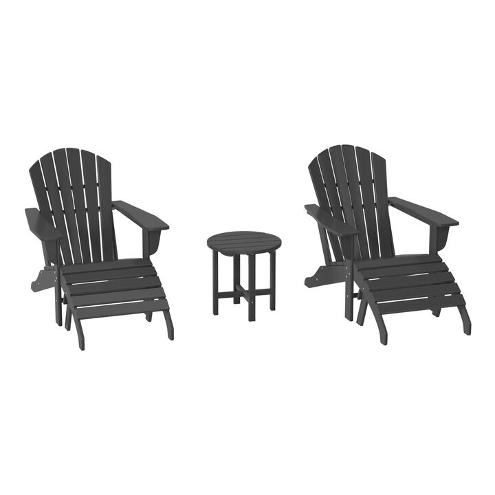 WestinTrends Outdoor Adirondack Chair With Ottoman And Side Table 5-Piece Set