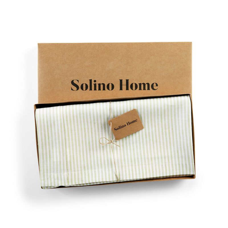 Solino Home 100% Pure Linen Tablecloth - Narrow Stripe