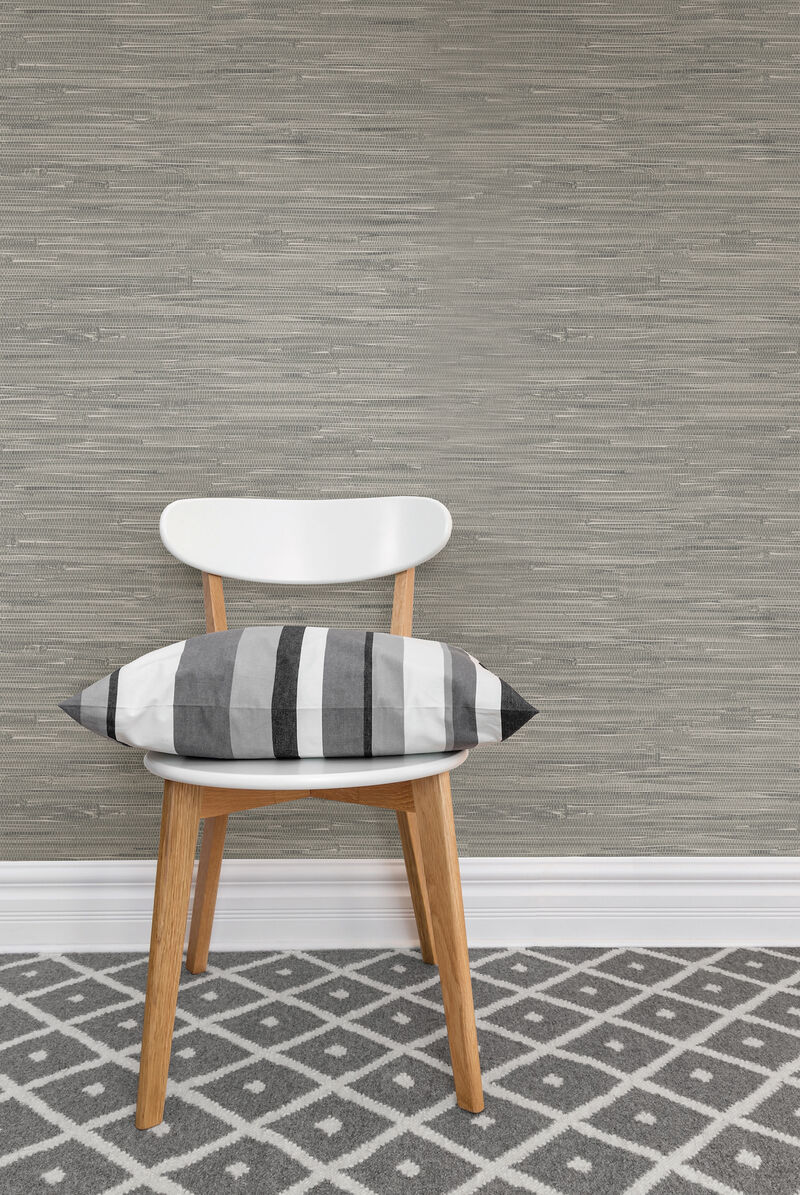 Tibetan Grasscloth Grey Natural Peel & Stick Wallpaper image number 7