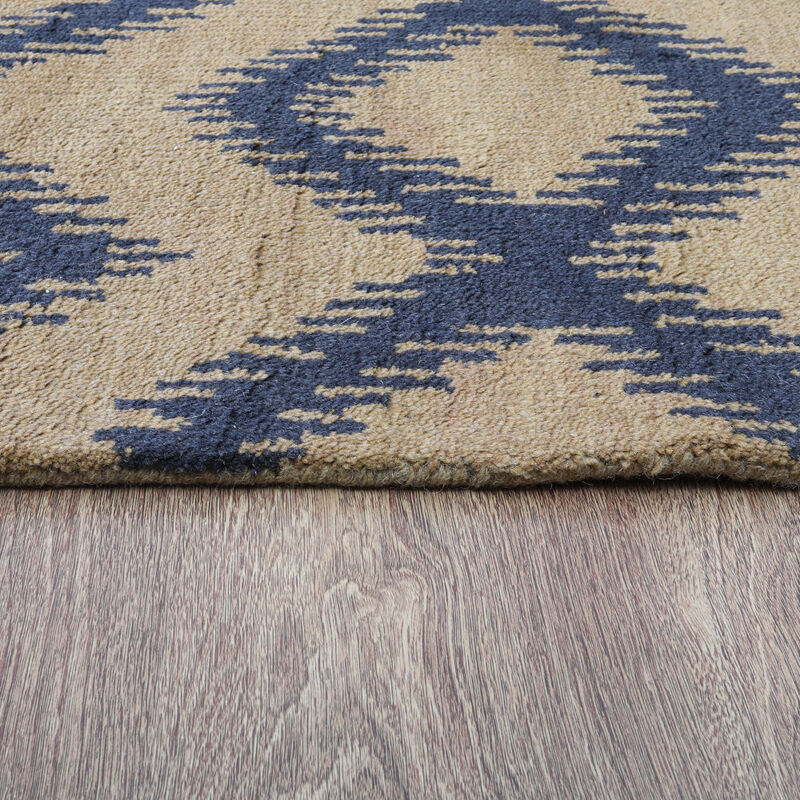 HAND KNOTTED WOOL Geometric AREA RUGS  - Rectangle Shape, Geometric Modern, Medium Pile Handmade Area Rugs for Living Room, Bed Room (N00165) image number 5
