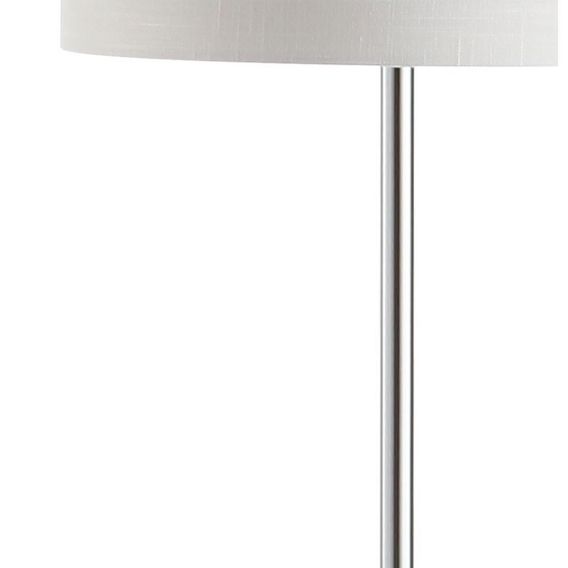Lincoln 62.5" Marble/Metal LED Floor Lamp, White/Chrome