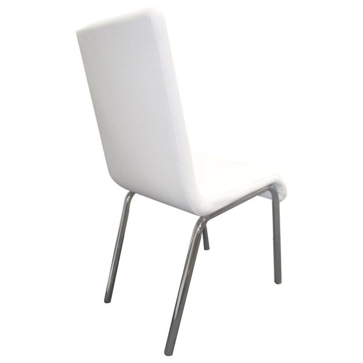 Best Master Bailee Modern Faux Leather Dining Side Chair in White (Set of 4)