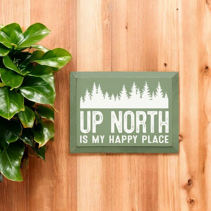 Up North Is My Happy Place Farmhouse Wood Wall Hanging Decor