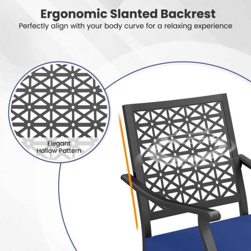 Hivvago 2 Pieces Patio 360&deg; Swivel Dining Chairs with Rocker and Cushioned Armrest