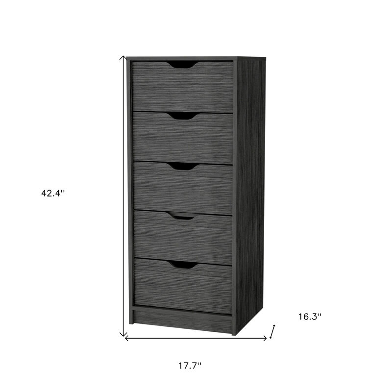 HomeRoots 18" Gray Five Drawer Standard Chest image number 4